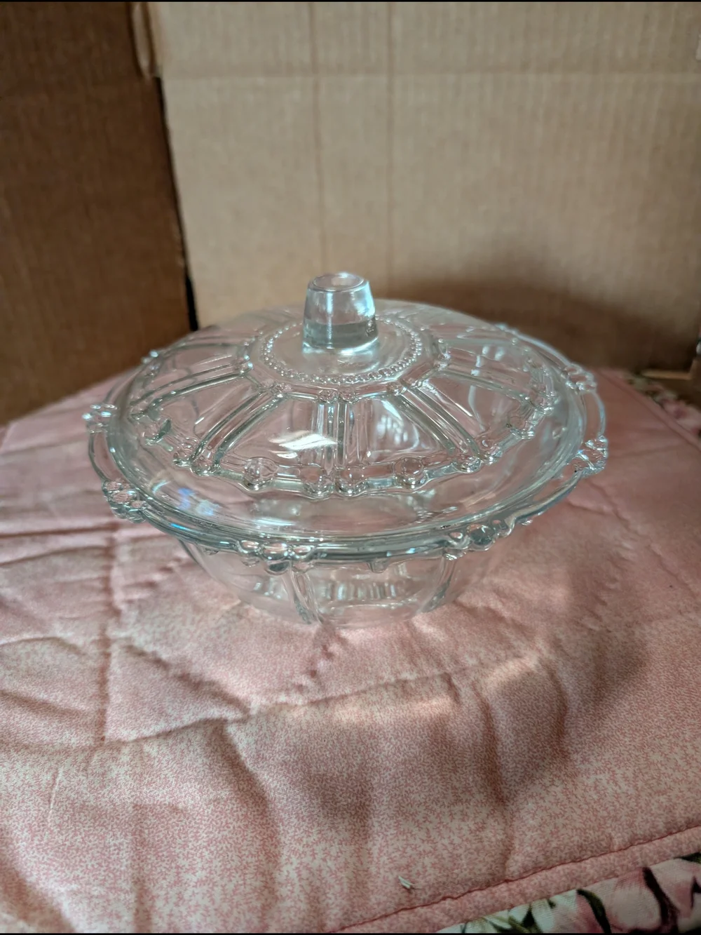Clear Glass Covered Candy Dish - Elegant Lidded Serving Bowl